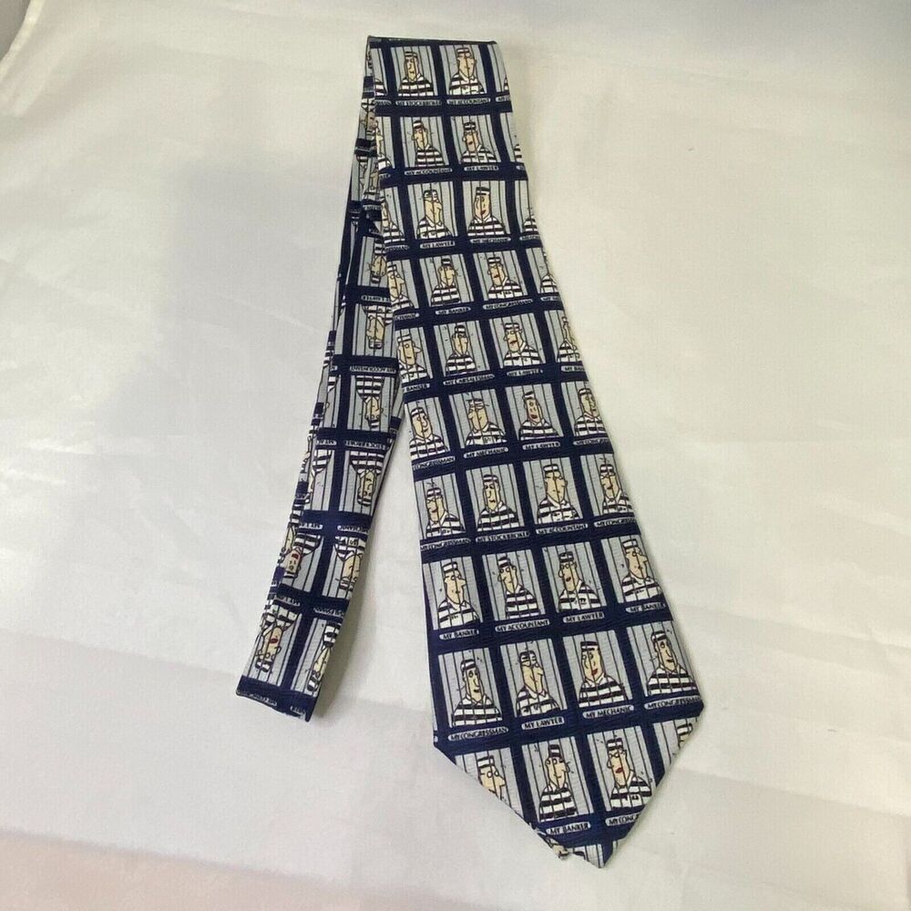 #6664 Deborah Inmate Jail Print Mens Necktie, Tie